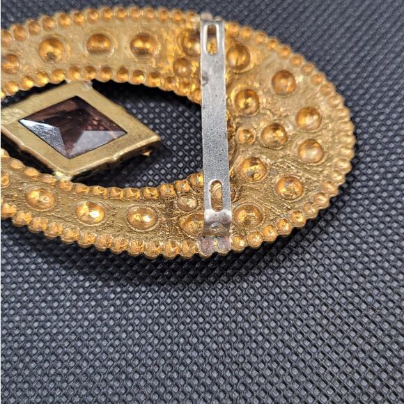 Vintage Art Deco Marquise Glass & Gold‎ Belt Buckle – Retro Accessory Find main image 11